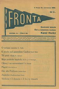 143205. Fronta, Nezávislý týdeník, Ročník III., číslo 39 (10. červenec 1930)