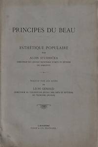 148161. Studnička, Alois – Principes de Beau, Esthétique populaire