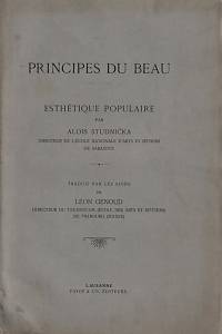 148161. Studnička, Alois – Principes de Beau, Esthétique populaire