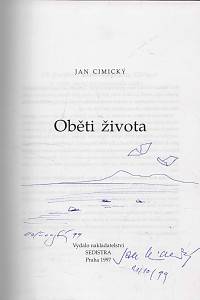 Cimický, Jan – Oběti života (podpis, kresba)
