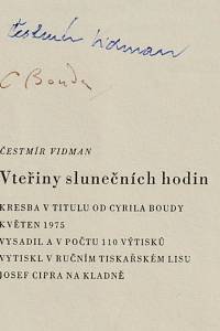 Vidman, Čestmír – Vteřiny slunečních hodin