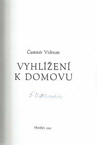 Vidman, Čestmír – Vyhlížení k domovu (podpis)