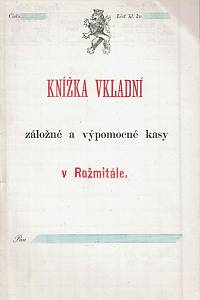 153917. Knížka vkladní záložné a výpomocné kasy v Rožmitále.
