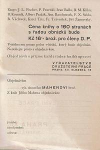 Mahenovi, Sborník k padesátinám (objednací list)
