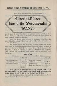 155641. Überblick über des erste Vereinsjahr 1922-23