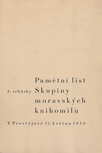 156782. Pamětní list osmé schůzky Skupiny moravských knihomilů