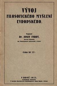 Tvrdý, Josef – Vývoj filosofického myšlení evropského (podpis)