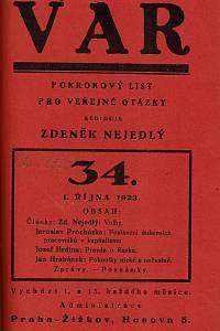 Var : pokrokový list pro veřejné otázky, Kompletní ročníky I.-V. (1921-1930)