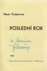 Podešvová, Marie – Poslední rok (podpis)