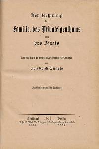 Engels, Friedrich – Der Ursprung der Familie, des Privateigenthums und des Staats