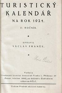 Franěk, Václav – Turistický kalendář na rok 1924, Ročník II.