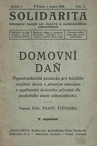 164356. Štěpánek, František – Domovní daň : nepostradatelná pomůcka pro každého majitele domu s přesným návodem o vyplňování daňového přiznání dle posledního stavu zákonodárství