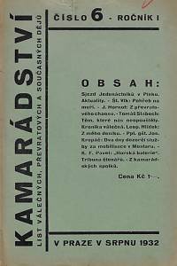 163822. Kamarádství : list válečných, převratových a současných dějů. Ročník I., číslo 6 (srpen 1922)