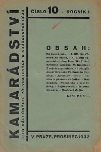 163824. Kamarádství : list válečných, převratových a současných dějů. Ročník I., číslo 10 (prosinec 1933)