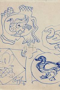 214799. Kašpar, Ladislav Josef – [Návrh na] Ex libris Antonín Ryčl a tři ilustrace