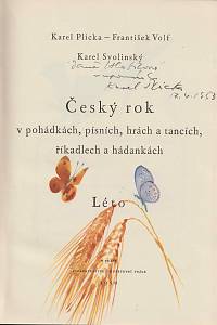 Plicka, Karel / Volf, František / Svolinský, Karel – Český rok v pohádkách, písních, hrách a tancích, říkadlech a hádankách  - Léto (podpis)