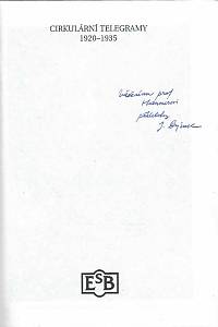 Beneš, Edvard / Dejmek, Jindřich (ed.) – Cirkulární telegramy 1920-1935 (podpis)