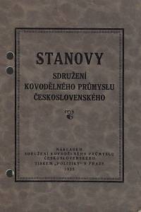 164008. Stanovy Sdružení kovodělného průmyslu československého