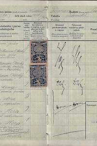 Seznam přednášek (index lectionum), do kterých byl zapsán jako řádný posluchač Vlastimil Forman, rodiště Louny - Čechy. ... Zapsán na fakultě právnické