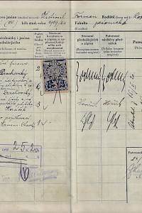 Seznam přednášek (index lectionum), do kterých byl zapsán jako řádný posluchač Vlastimil Forman, rodiště Louny - Čechy. ... Zapsán na fakultě právnické