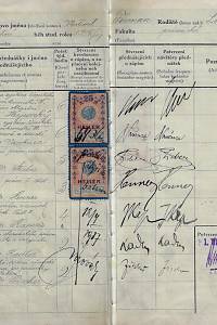 Seznam přednášek (index lectionum), do kterých byl zapsán jako řádný posluchač Vlastimil Forman, rodiště Louny - Čechy. ... Zapsán na fakultě právnické