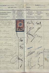 Seznam přednášek (index lectionum), do kterých byl zapsán jako řádný posluchač Vlastimil Forman, rodiště Louny - Čechy. ... Zapsán na fakultě právnické