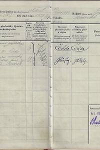Seznam přednášek (index lectionum), do kterých byl zapsán jako řádný posluchač Vlastimil Forman, rodiště Louny - Čechy. ... Zapsán na fakultě právnické