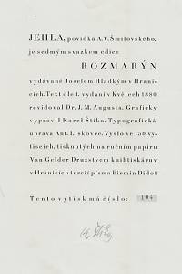Šmilovský, Alois Vojtěch – Jehla : povídka (podpis)