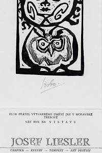 215166. Liesler, Josef – Klub přátel výtvarného umění JKP v Moravské Třebové Vás zve na výstavu Josef Liesler : grafika - kresby - tempery - art protisy