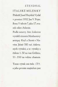 Stendhal = [Beyle, Henri Marie] – Italské milenky