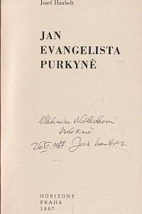Haubelt, Josef – Jan Evangelista Purkyně (podpis)