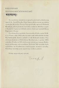 Kálídásah – Šestero ročních počasů = Rtusanháram / Kálidásah ; osmi lepty a dřevorytem na obálce vyzdobil Miroslav [i.e. Miloslav] Troup