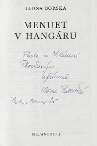 Borská, Ilona – Menuet v hangáru (podpis)