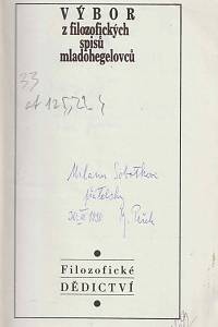 Výbor z filozofických spisů mladohegelovců I. (podpis)