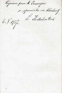 Kratochvílová, Ludmila – Vzpomínky na J. Vrchlického (podpis)