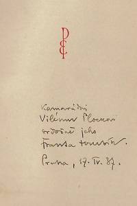 Ponchon, Raoul – Múza v hospodě / Raoul Ponchon ; vybral a přebásnil František Hrubín (podpis)