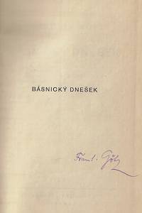 Götz, František – Básnický dnešek : vývojové perspektivy nové české poesie (podpis)