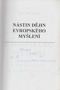 Tretera, Ivo – Nástin dějin evropského myšlení (Od Thaleta k Rousseauovi) (podpis)