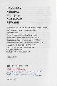Nenadál, Radoslav – Sešitky chrámové pěvkyně (podpis)