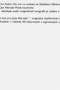 Sýkora, Zdeněk – Jan Neruda. Písně kosmické : [pozvánka] / Zdeněk Sýkora