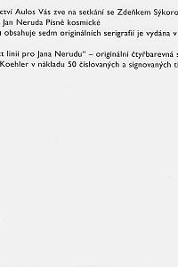 Sýkora, Zdeněk – Jan Neruda. Písně kosmické : [pozvánka] / Zdeněk Sýkora