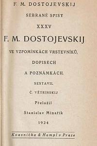 Větrinskij, Č. – F. M. Dostojevskij ve vzpomínkách vrstevníků, dopisech a poznámkách