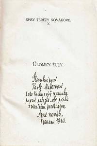 Nováková, Teréza – Úlomky žuly (dedikace)