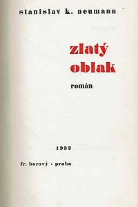 Neumann, Stanislav Kostka – Zlatý oblak : román