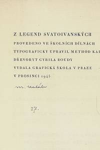 Z legend svatoivanských / vydal a poznámkami opatřil František Tichý ; dřevoryt Cyrila Boudy