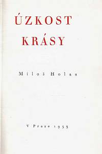 Holas, Miloš – Úzkost krásy : verše z r. 1933