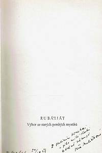 Rubá'iját : výbor ze starých perských mystiků (podpis)