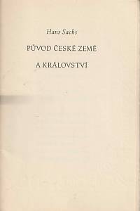 Sachs, Hans – Původ české země a království