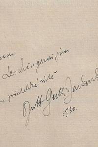 Guth-Jarkovský, Jiří Stanislav – Paměti. Díl III, Na dvoře republikánském 1919-1925 : vzpomínky a dojmy (výpisky z deníku). Svazek 1, Obřadnictví (podpis)