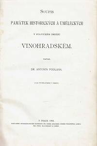 Podlaha, Antonín – Soupis památek historických a uměleckých v království Českém od pravěku do počátku XIX. století, XXVIII. - Politický okres Vinohradský
